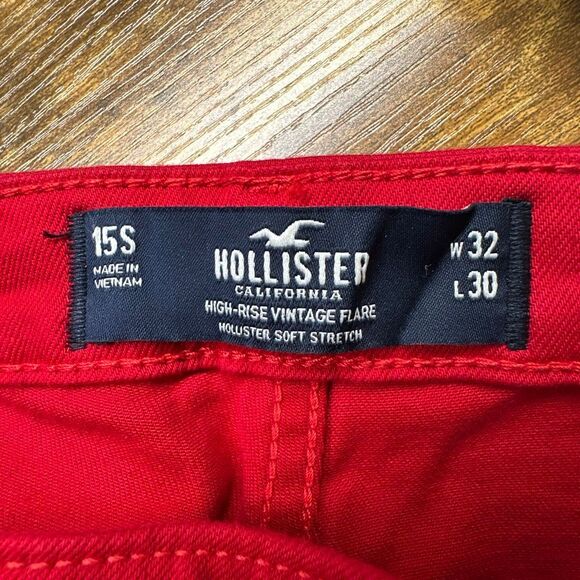 Hollister Jeans Womens 15S Red High rise Vintage Flare Wide Leg Hippie Boho NEW - Picture 8 of 10